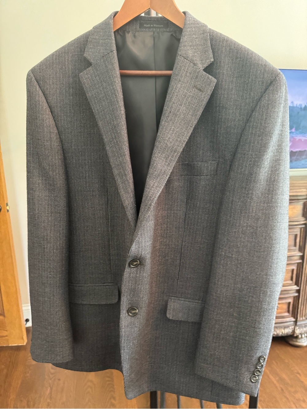 Chaps Gray Herringbone Two-Button Sport Coat